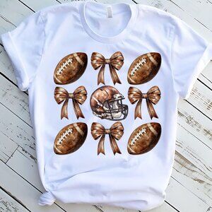 Football Bows Custom Tee Graphic Short Sleeve T-shirt